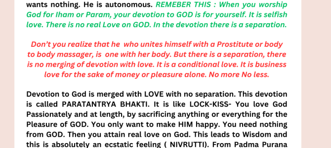 DEVOTION FOR YOUR BENEFITS IS A CONDTIONAL LOVE