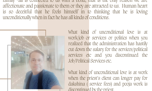 LOVE TOWARDS TO YOUR JOB, BUSINESS, FAMILY-ALL IS CONNECTED WITH US WITH CONDITIONS
