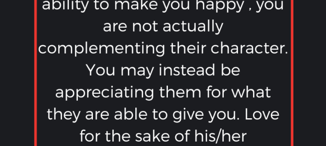 LOVE FOR THE SAKE OF HIS/HER HAPPINESS