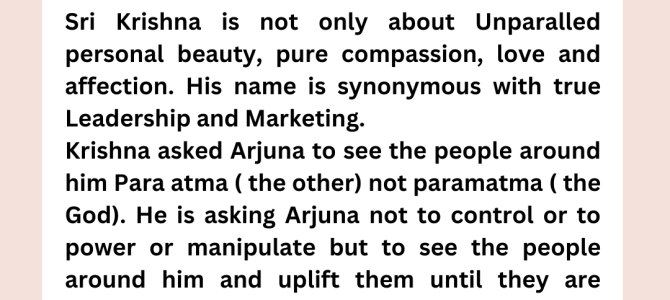SRI KRISHNA TRUE LEADERSHIP AND MARKETING CONCEPT
