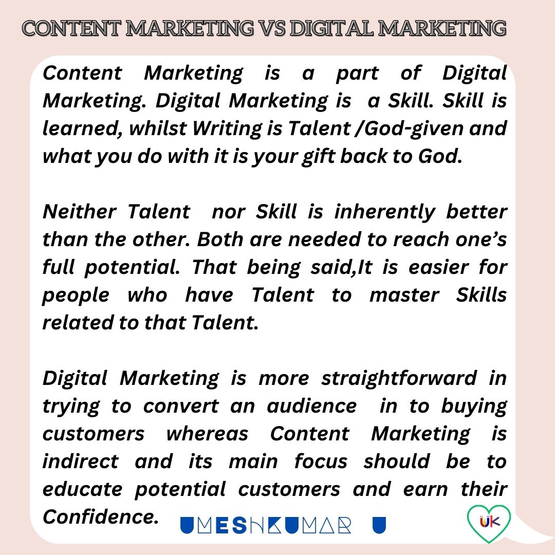 CONTENT MARKETING VS DIGITAL MARKETING