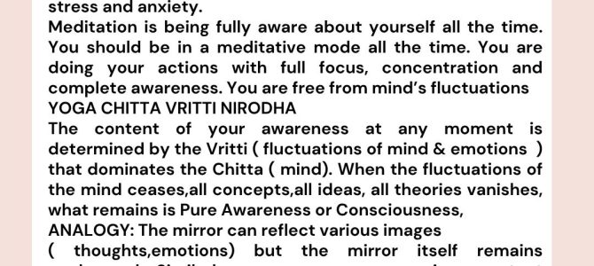 MEDITATION IS NOT TIME BOUND ON A SPECIFIC DAY
