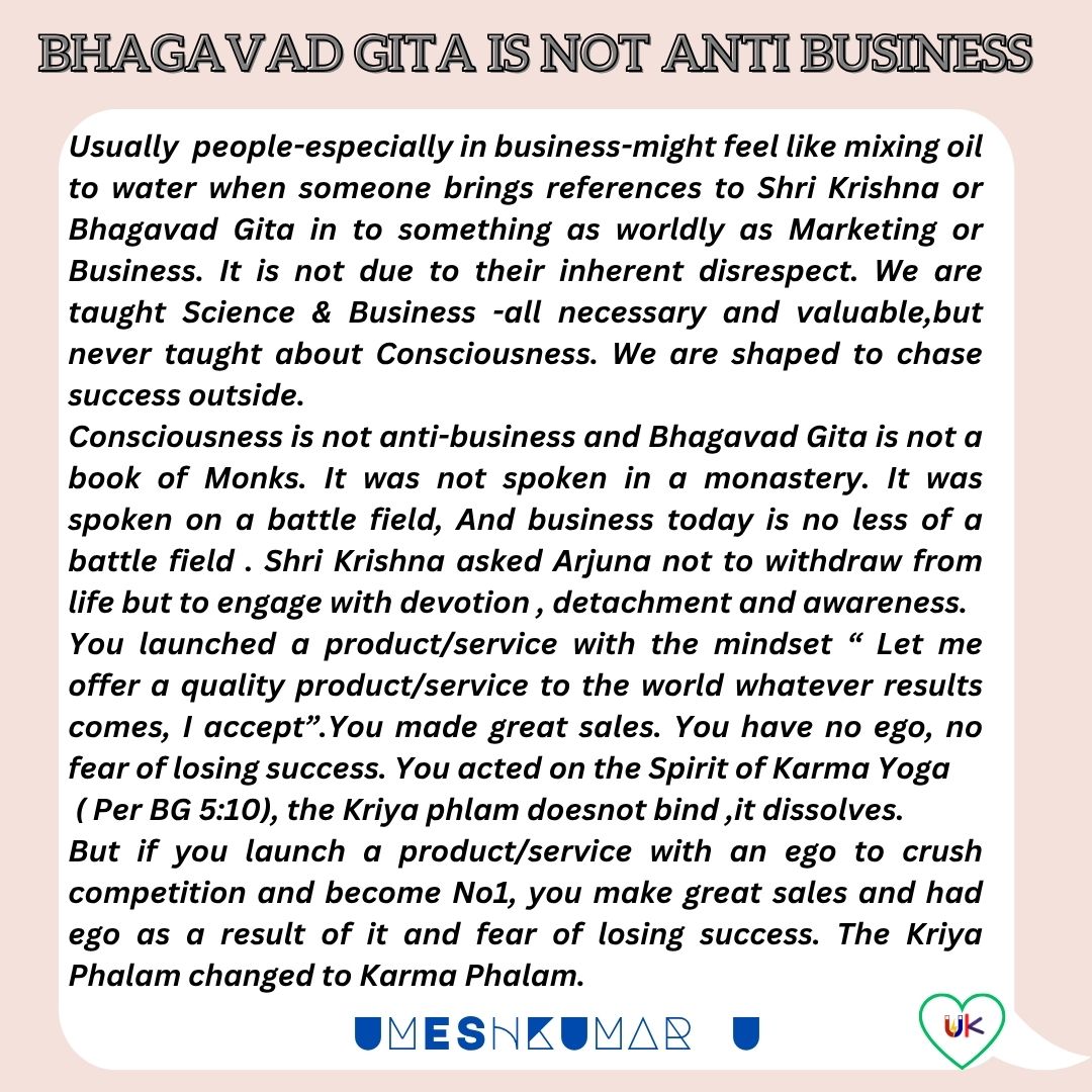 BHAGAVAD GITA IS NOT ANTI BUSINESS
