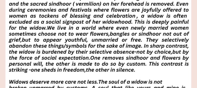 WIDOWHOOD  A SILENCE SOCIETY MUST HEAR