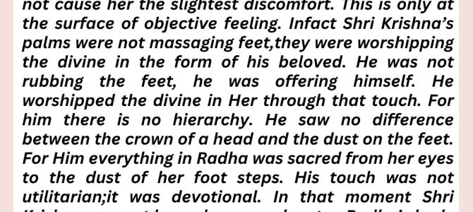 YOUR TOUCH ON TO ANOTHER PERSON SHOULD NOT BE UTILITARIAN BUT SACRED