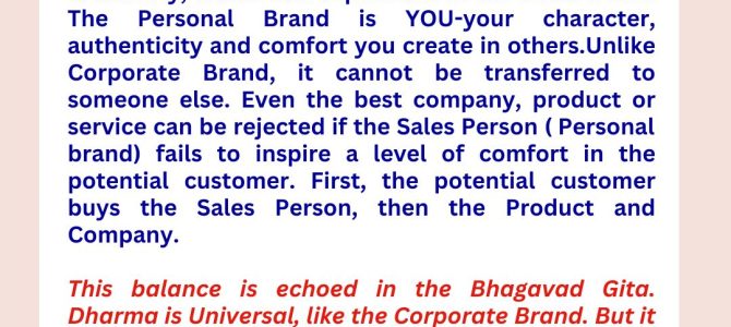 CORPORATE BRAND VS PERSONAL BRAND-DHARMA VS SHRI KRISHNA