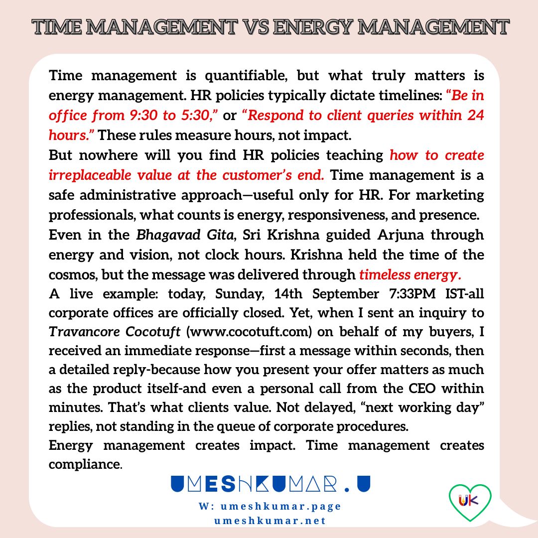 TIME MANAGEMENT VS ENERGY MANAGEMENT