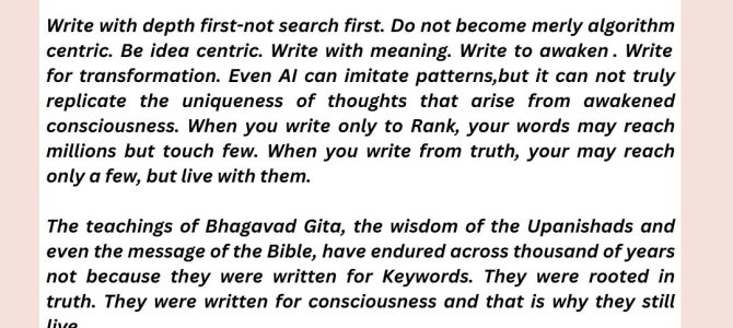 WRITE FOR TRANSFORMATION, NOT JUST FOR SEARCH