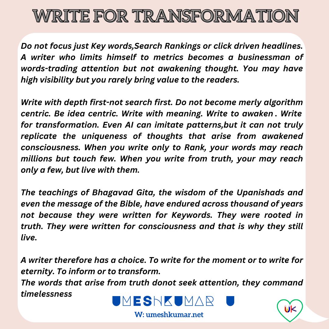 WRITE FOR TRANSFORMATION, NOT JUST FOR SEARCH