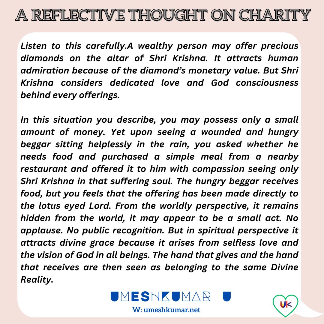 A REFLECTIVE THOUGHT ON CHARITY A REFLECTIVE THOUGHT ON CHARITY