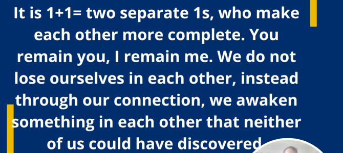 LOVE IS ONE PLUS ONE EQUAL TO TWO SEPARATE ONES